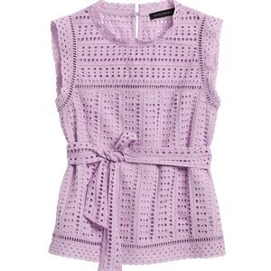 Banana Republic Eyelet Tie Waist Top (lavender)